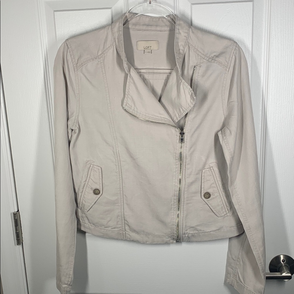 Loft stone color lyocell moto style jacket size XS